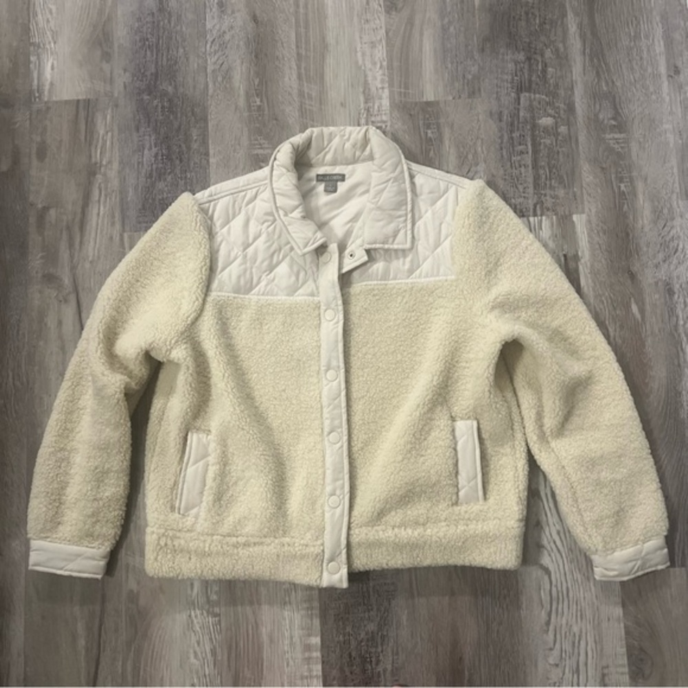 NWOT Falls Creek Quilted-Contrast Pocket Teddy Bear Fleece Jacket size L